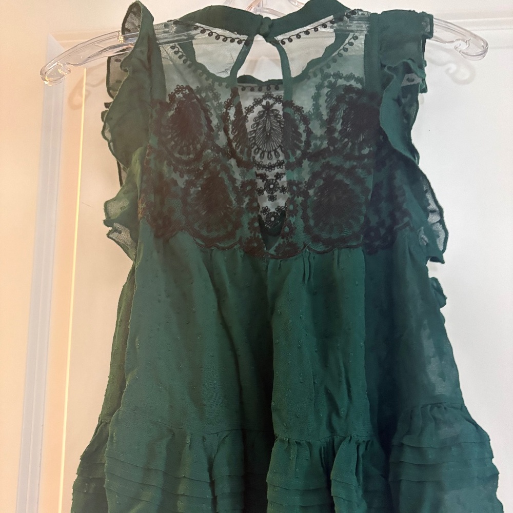 Free People Mesh Green Top - L - Picture 2 of 3